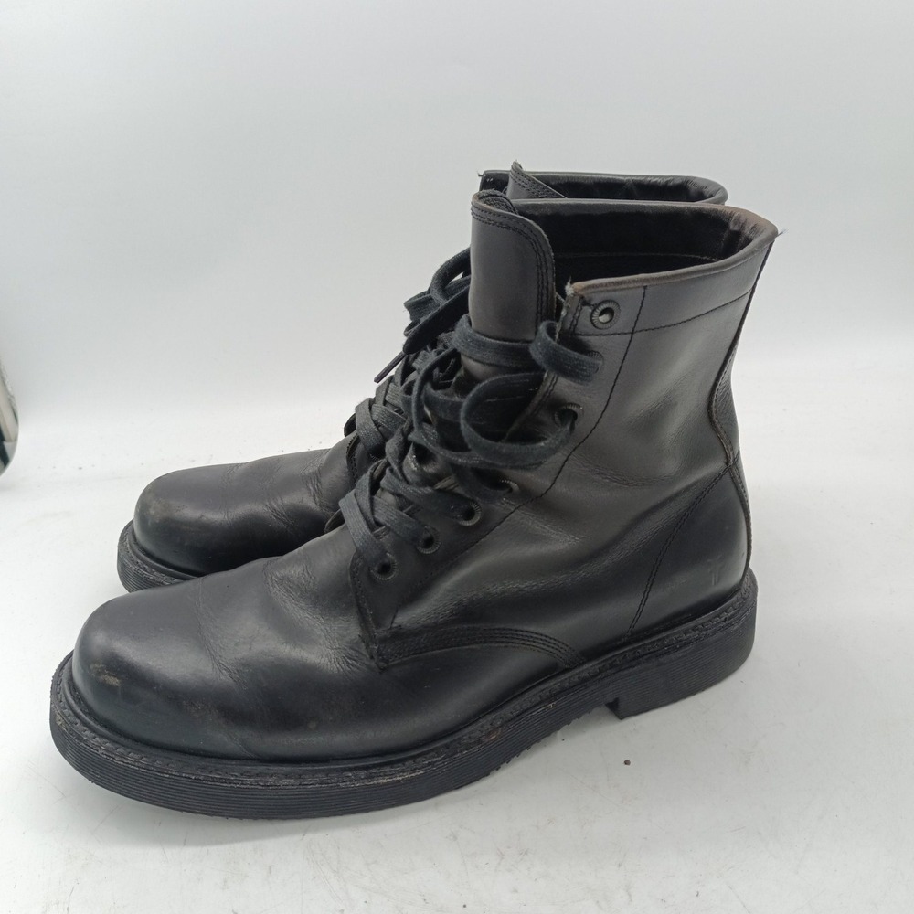Frye Prison Boot Mens Black Stonewash Leather Lace Up Boots Size 9D z3